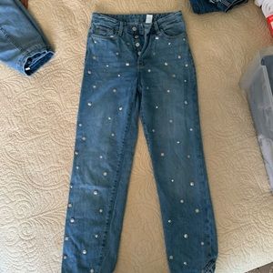 Boyfriend Jeans with silver decals 💙🤍